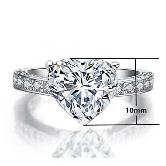 NEW Elegant Heart 925 Sterling Silver Ring - Picture 5 of 7